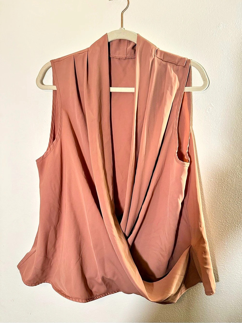 SHEIN Draped Sleeveless Blouse in Pink Size 2XL